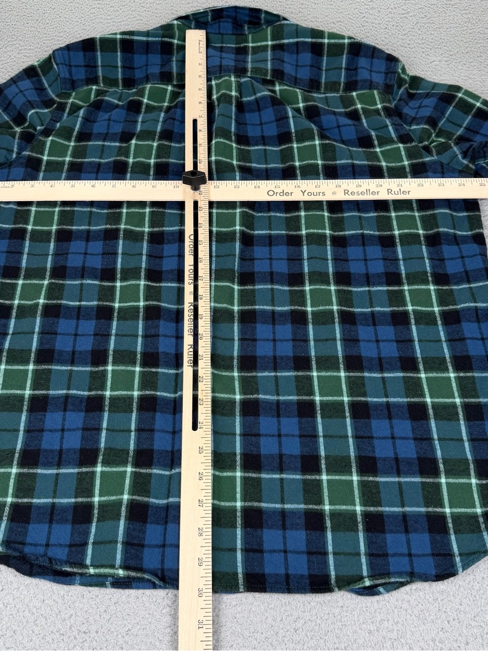 LL Bean Scotch Plaid Flannel Shirt Mens Large Blue Green Cotton Button Preppy - Picture 4 of 8